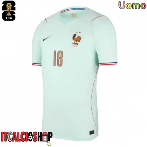 Francia Warren Zaire-Emery #18 Seconda Maglia Mondiali 2026 Manica Corta